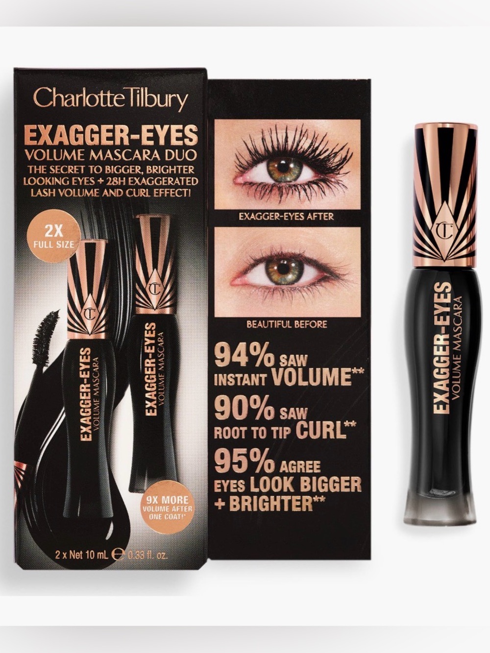 Charlotte Tilbury Exagger-Eyes Volume Mascara — Black - 1 TUBE